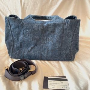 Prada Denim Logo Tote